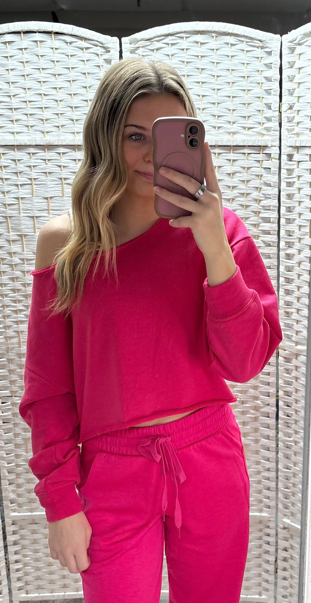 Zenana| Off The Shoulder Lounge - Hot Pink
