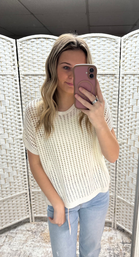 Zenana| Breezy Knit Top- Ivory