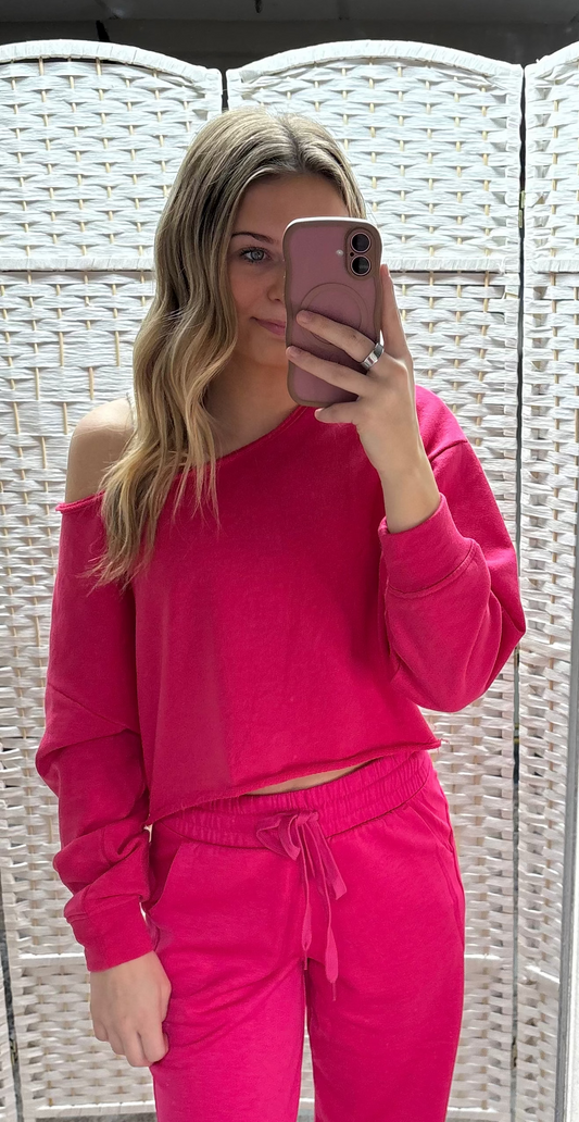 Zenana| Off The Shoulder Lounge - Hot Pink