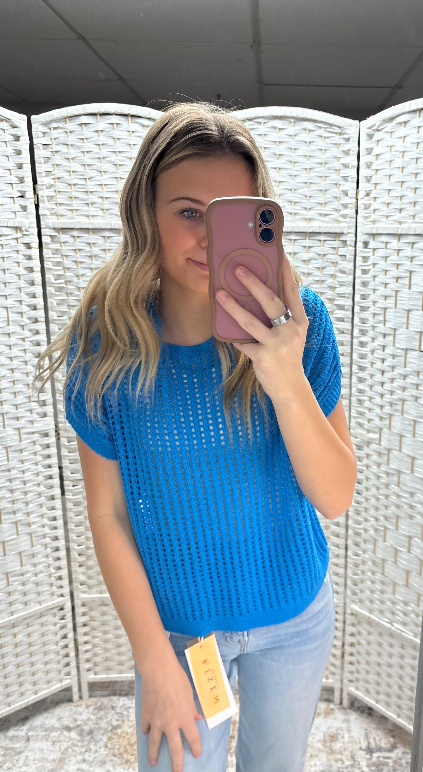 Zenana| Breezy Knit Top- Deep Blue
