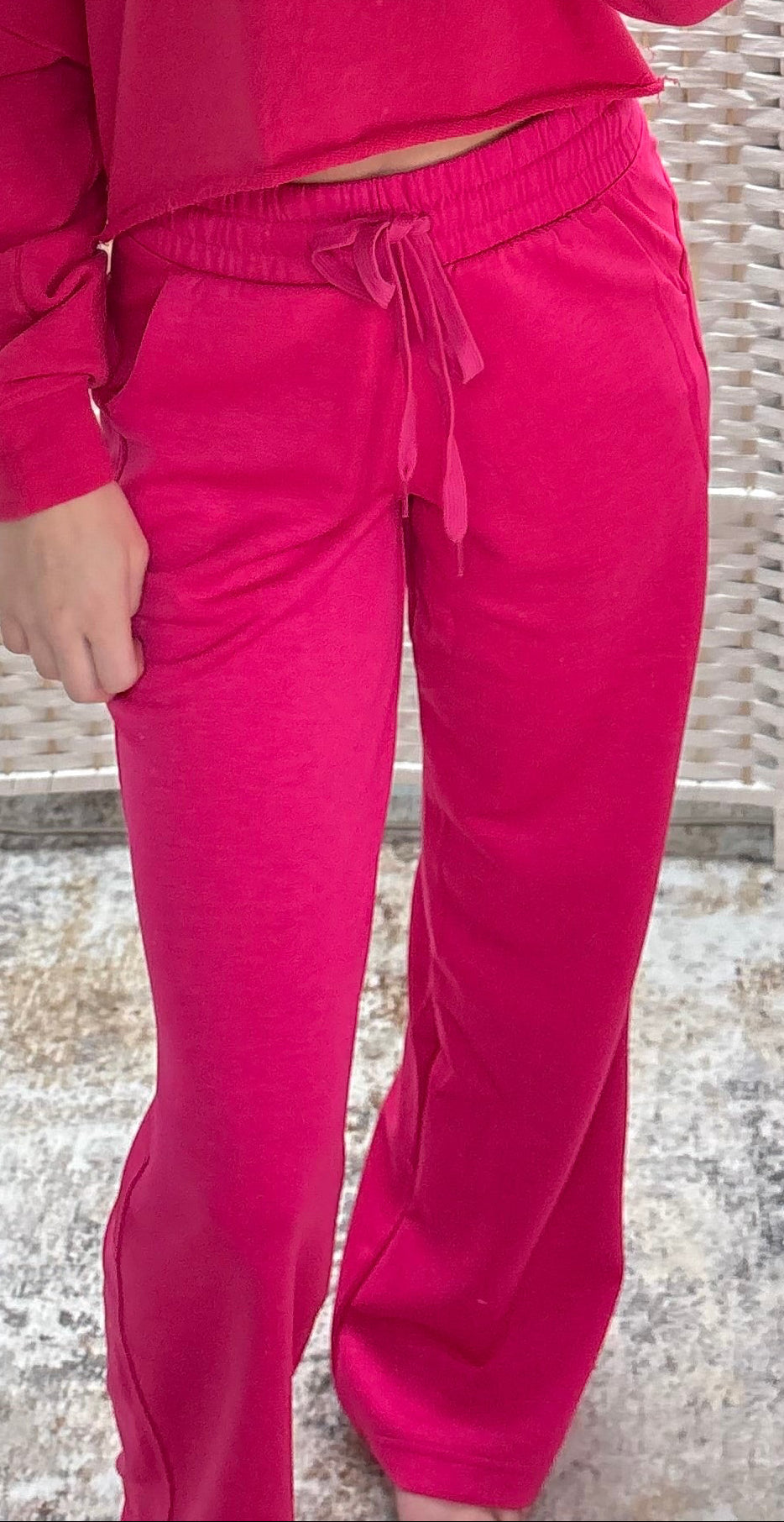 Zenana| Scuba Lounge Pants - Hot Pink